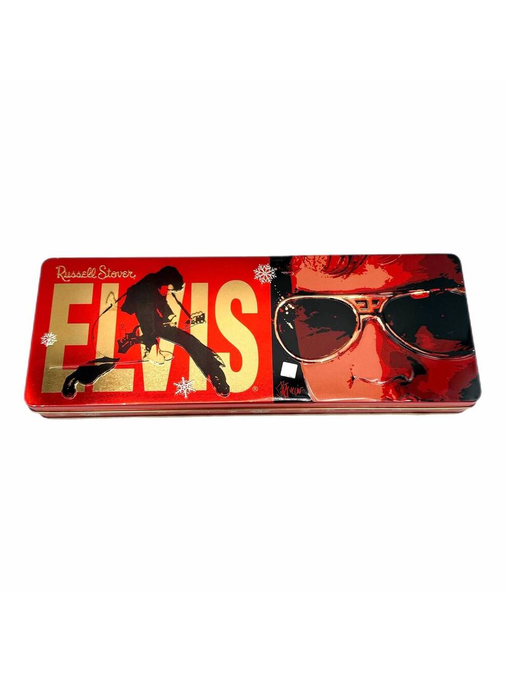 Vintage 1997 Russel Stover Elvis Presley Holiday Collection Large Rectangle Tin